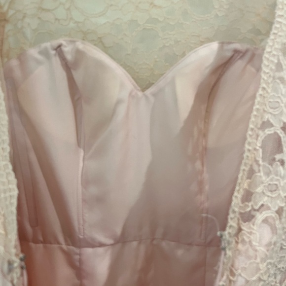 Morilee by Madeline Garner Sleeveless Lace Maxi DressSz 12 Blush Fit & Flare - Picture 9 of 16